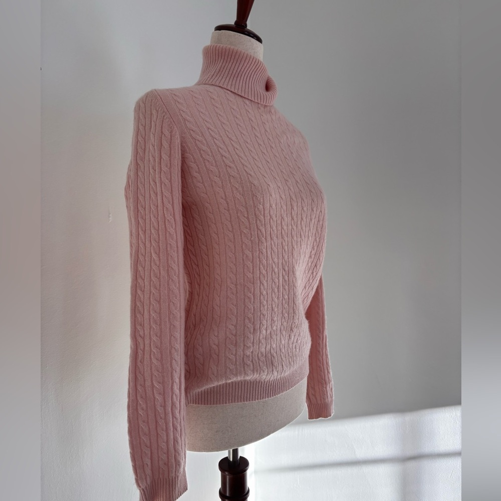 Women’s Charter Club Fitted Turtleneck Cashmere Sweater Light Pink - Picture 3 of 9